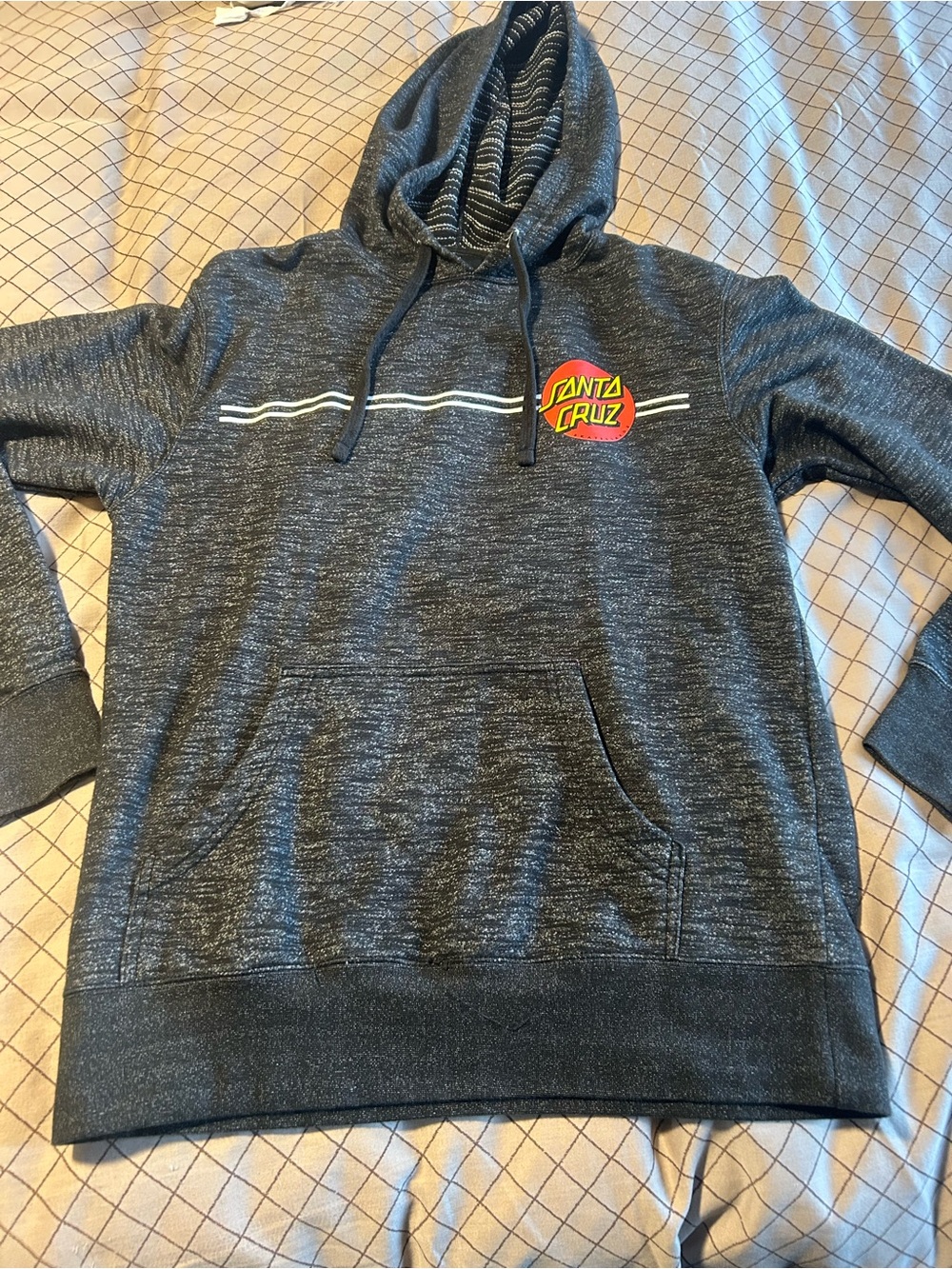 Santa Cruz Skateboards Heather Charcoal Pullover Hoodie with Red & Yellow Logo